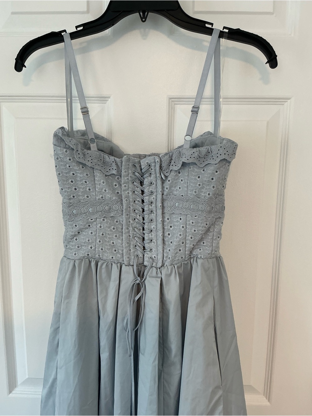 HOUSE of CB Jamie Cotton Broderie Anglais Midi Sundress | Soft Blue | Size XS - Picture 11 of 14